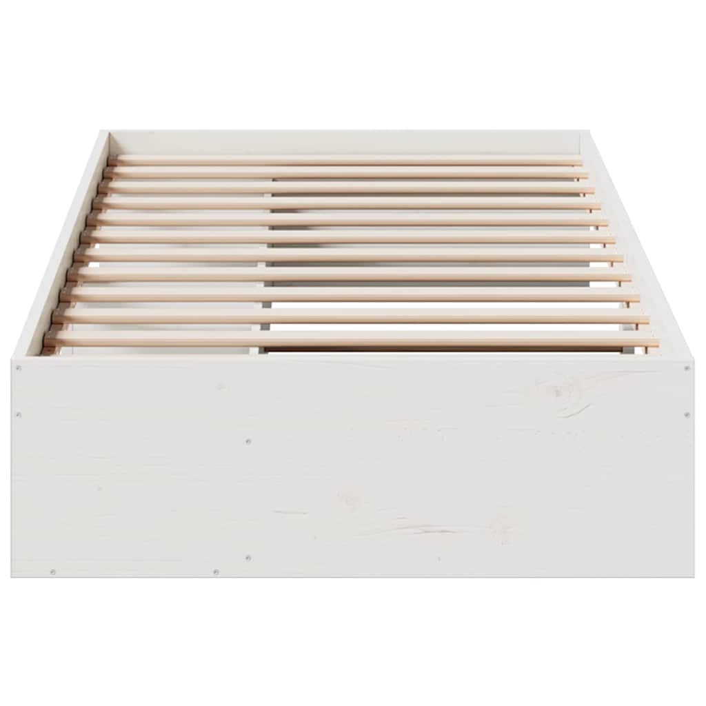 vidaXL Pat de zi fără saltea, alb, 90x200 cm, lemn masiv pin