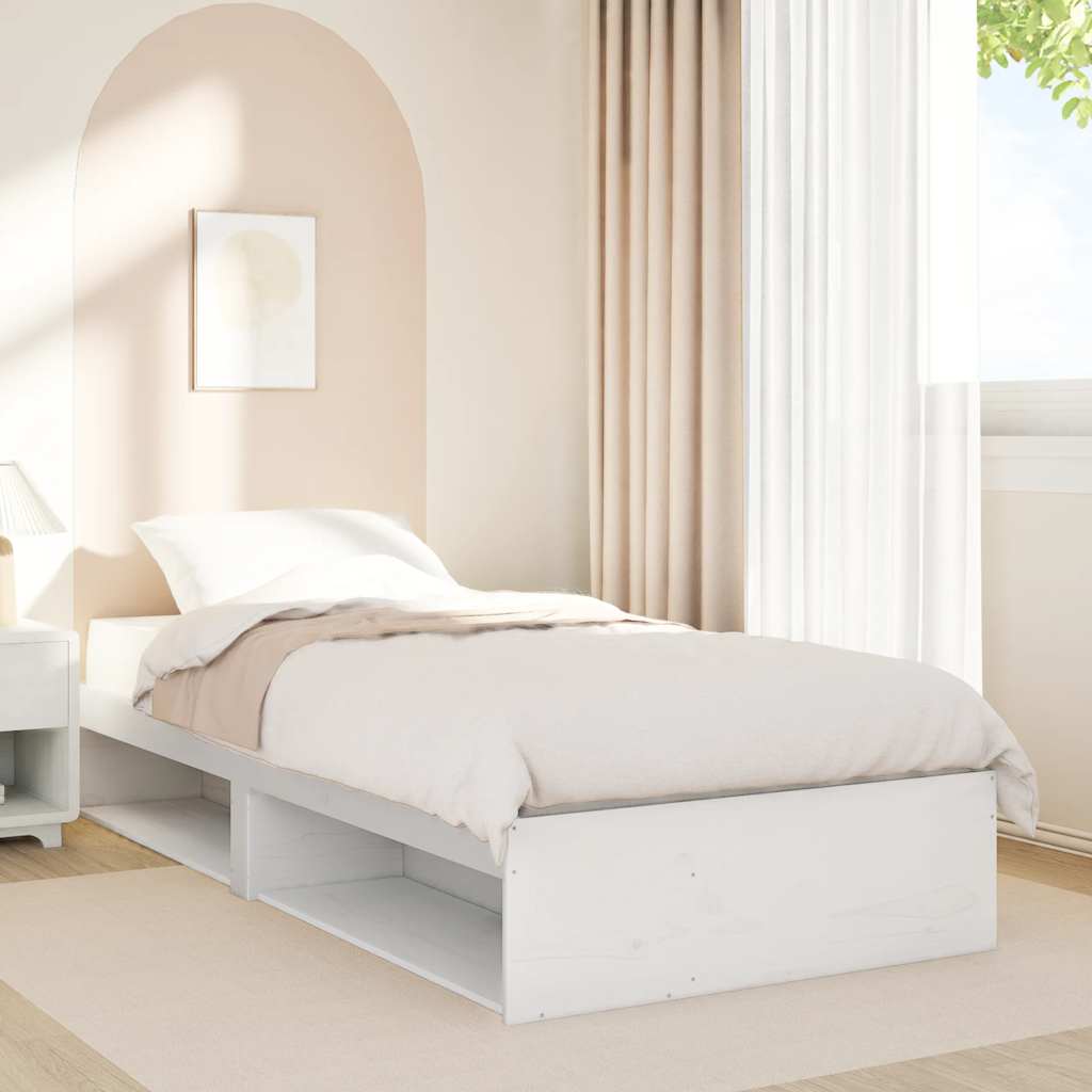 vidaXL Pat de zi fără saltea, alb, 80x200 cm, lemn masiv pin