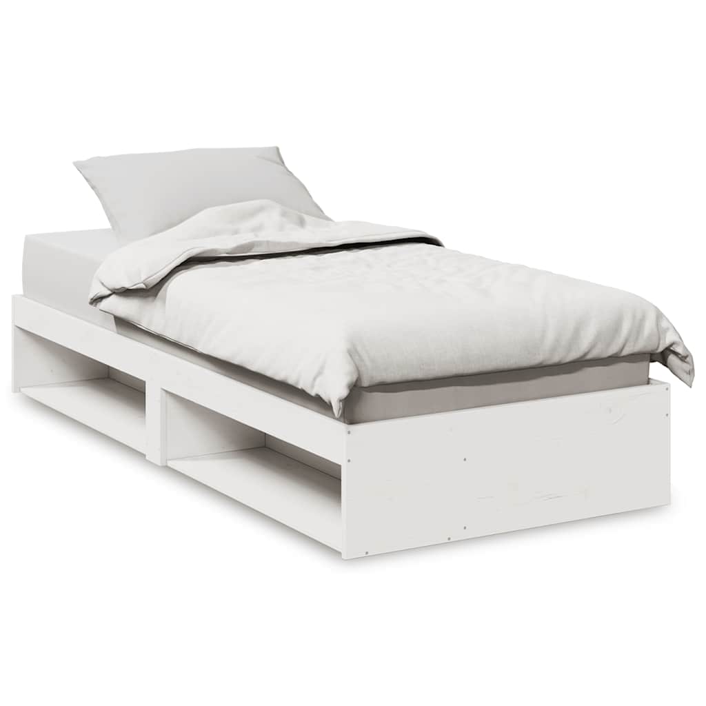 vidaXL Pat de zi fără saltea alb 75x190 cm lemn masiv de pin