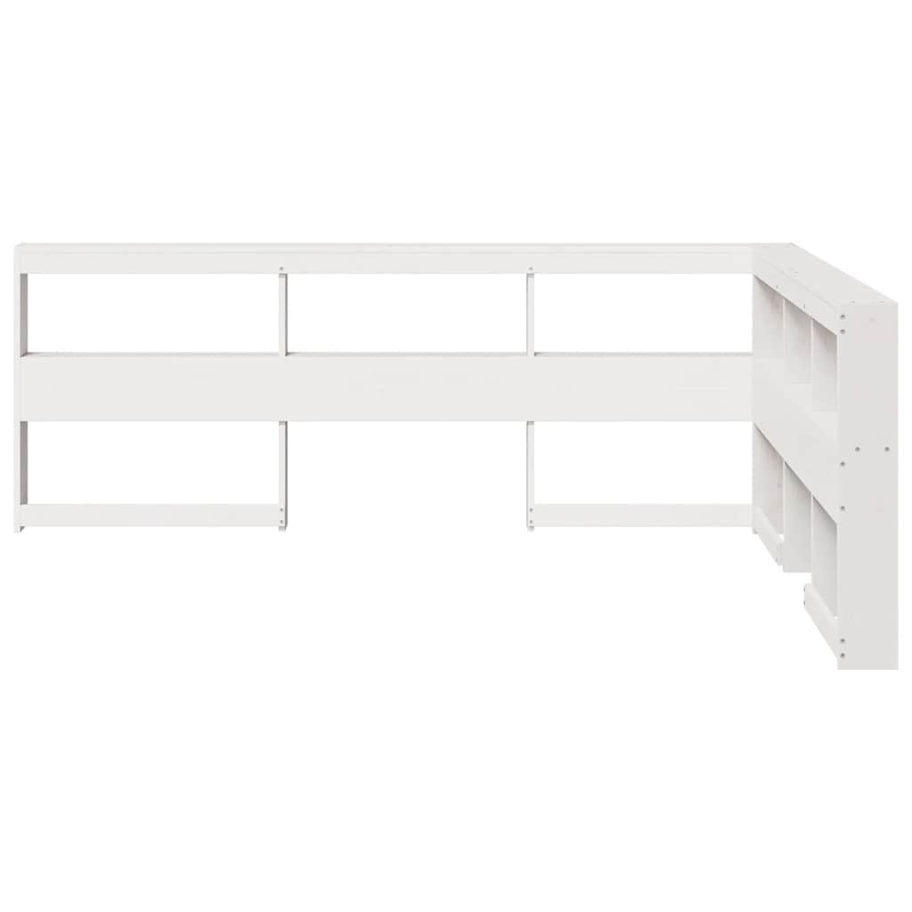vidaXL Bibliotecă tăblie în formă de L, alb, 140 cm, lemn masiv de pin vidaXL Bibliotecă tăblie în formă de L, alb, 140 cm, lemn masiv de pin