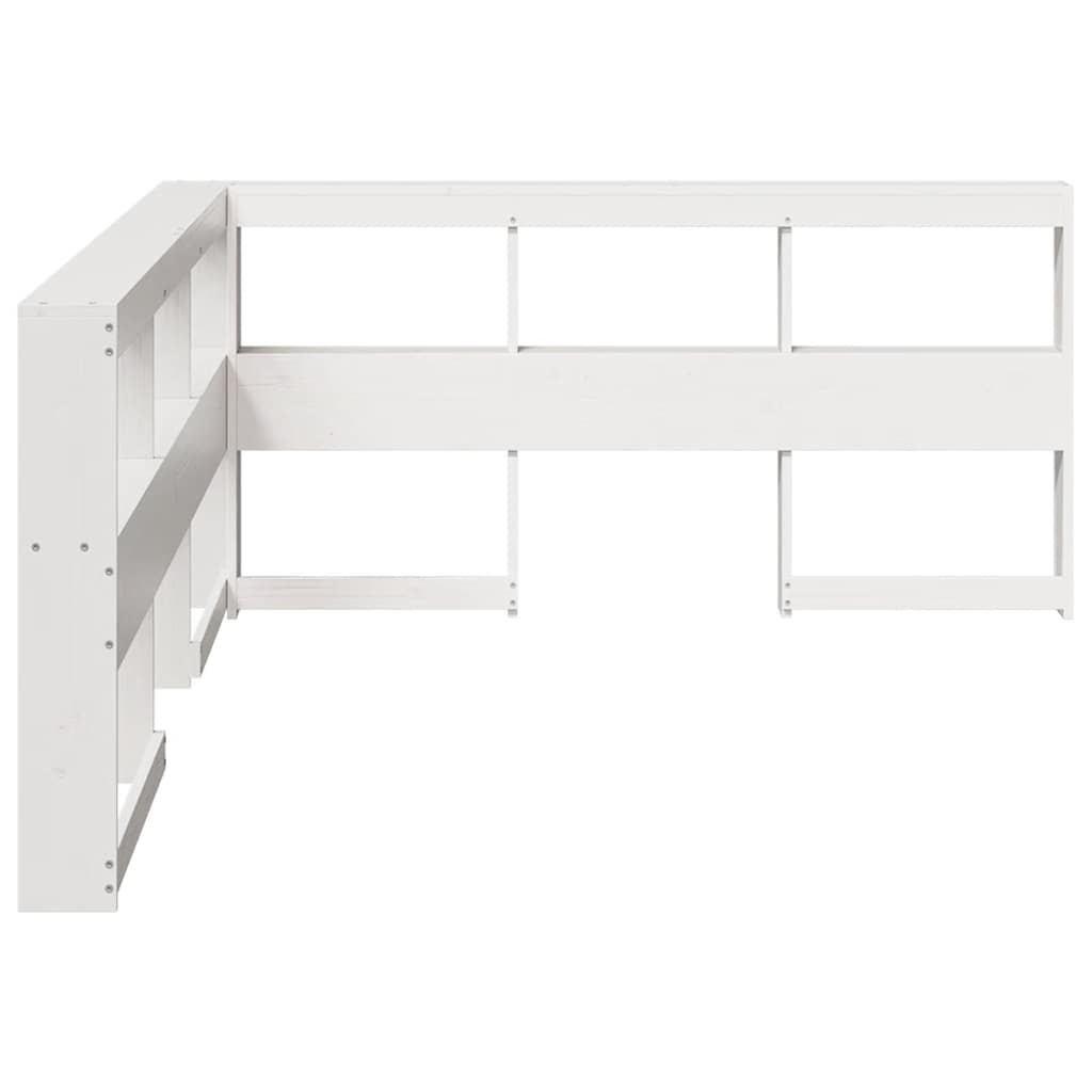 vidaXL Bibliotecă tăblie în formă de L, alb, 140 cm, lemn masiv de pin vidaXL Bibliotecă tăblie în formă de L, alb, 140 cm, lemn masiv de pin