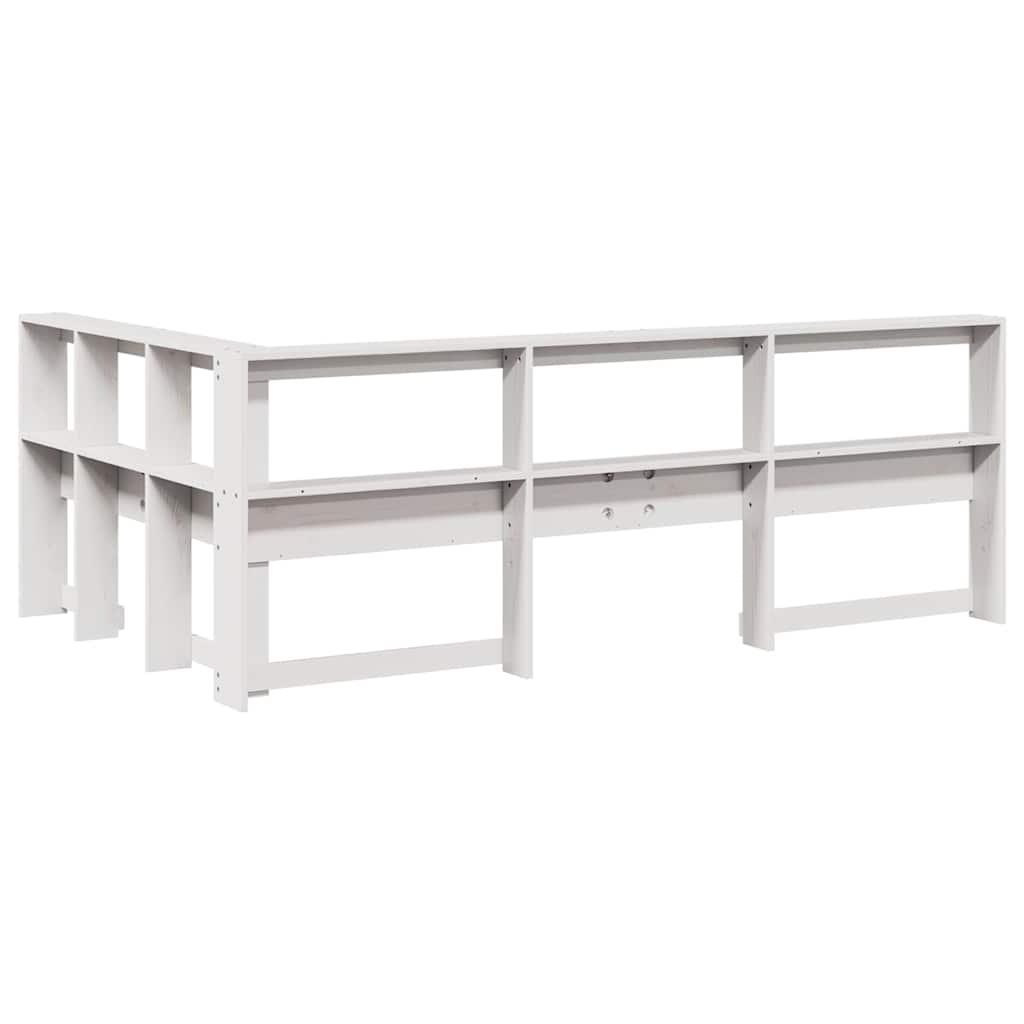 vidaXL Bibliotecă tăblie în formă de L, alb, 130 cm, lemn masiv de pin