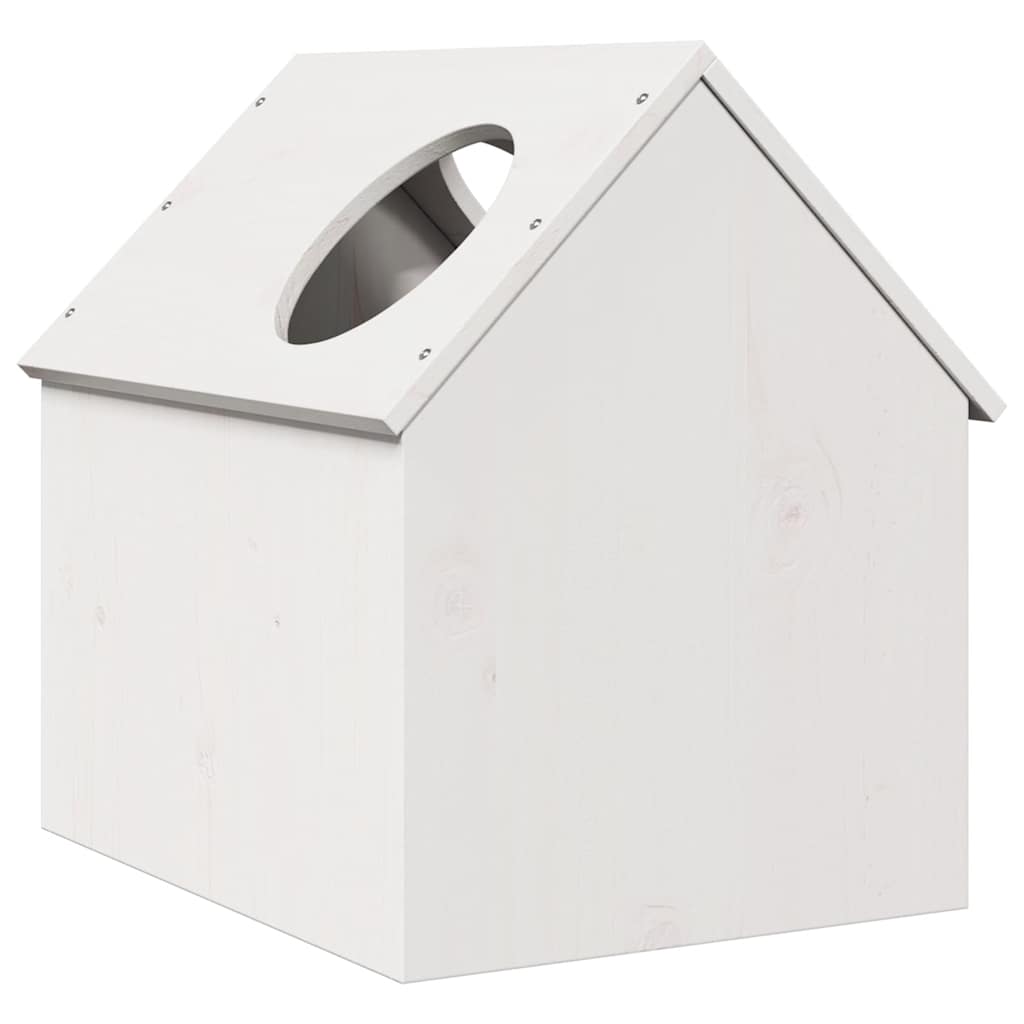 vidaXL Casă pentru pisici albă 41x50x50 cm lemn masiv de pin vidaXL Casă pentru pisici albă 41x50x50 cm lemn masiv de pin