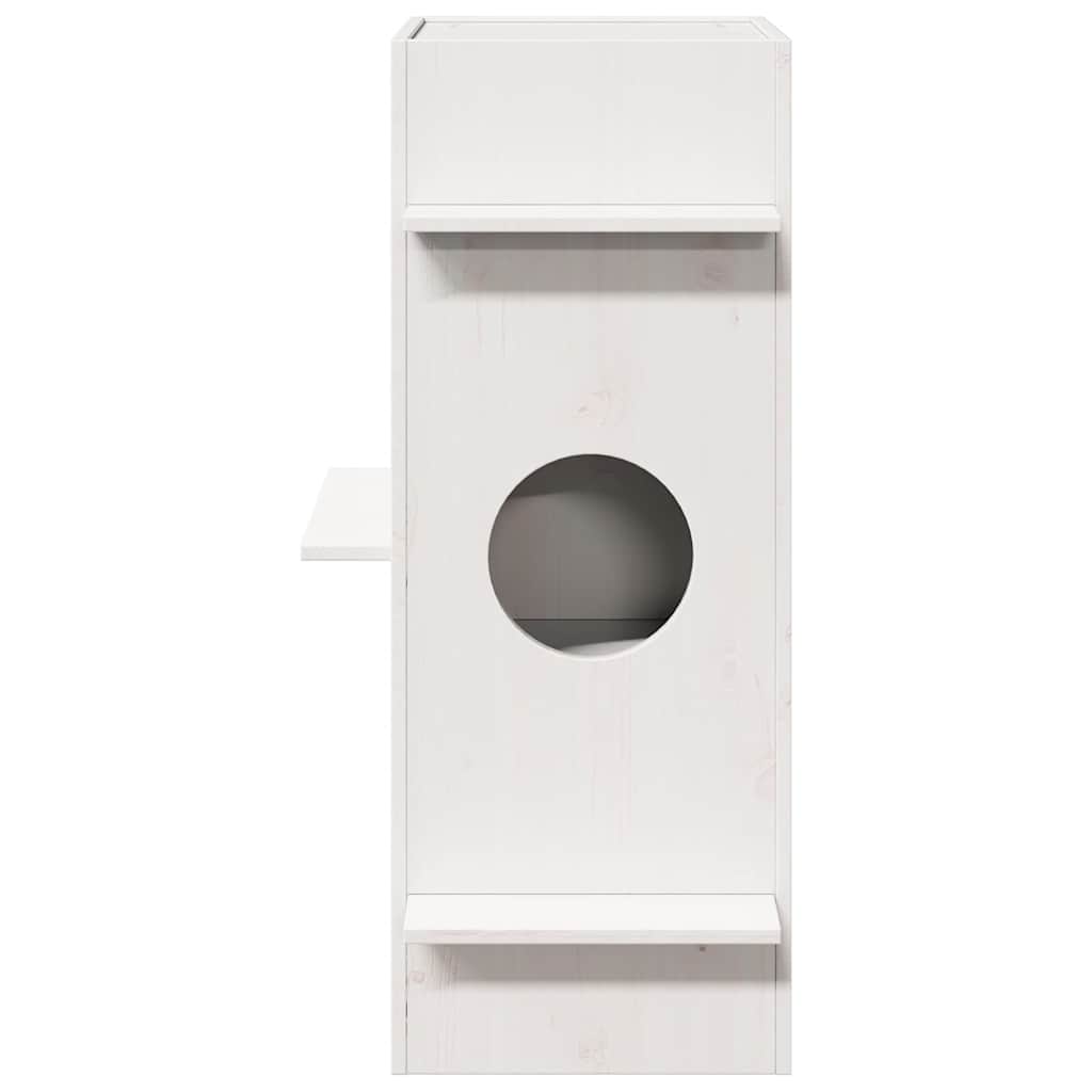 vidaXL Casă pentru pisici albă 43x43x90 cm din lemn masiv de pin vidaXL Casă pentru pisici albă 43x43x90 cm din lemn masiv de pin
