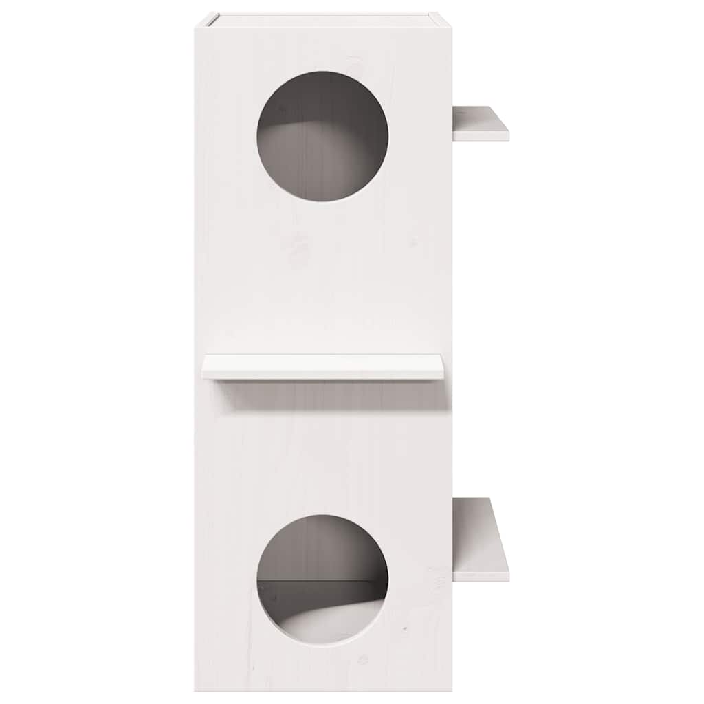 vidaXL Casă pentru pisici albă 43x43x90 cm din lemn masiv de pin vidaXL Casă pentru pisici albă 43x43x90 cm din lemn masiv de pin