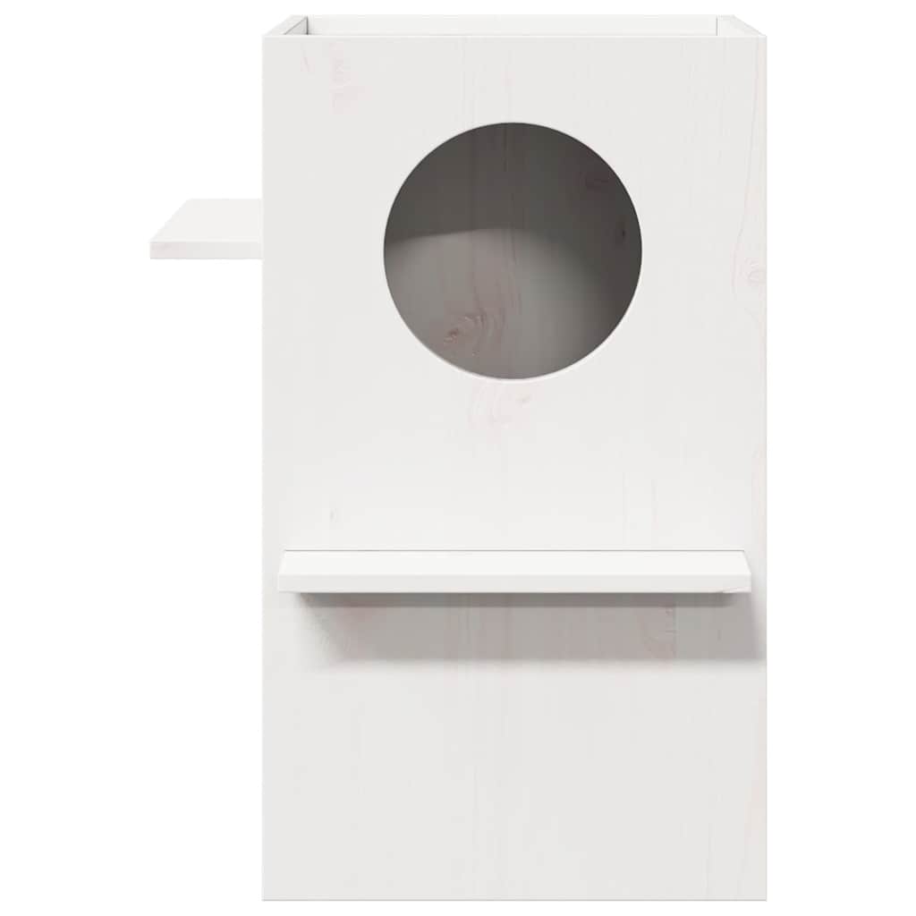 vidaXL Casă pentru pisici albă 43x43x60 cm din lemn masiv de pin vidaXL Casă pentru pisici albă 43x43x60 cm din lemn masiv de pin
