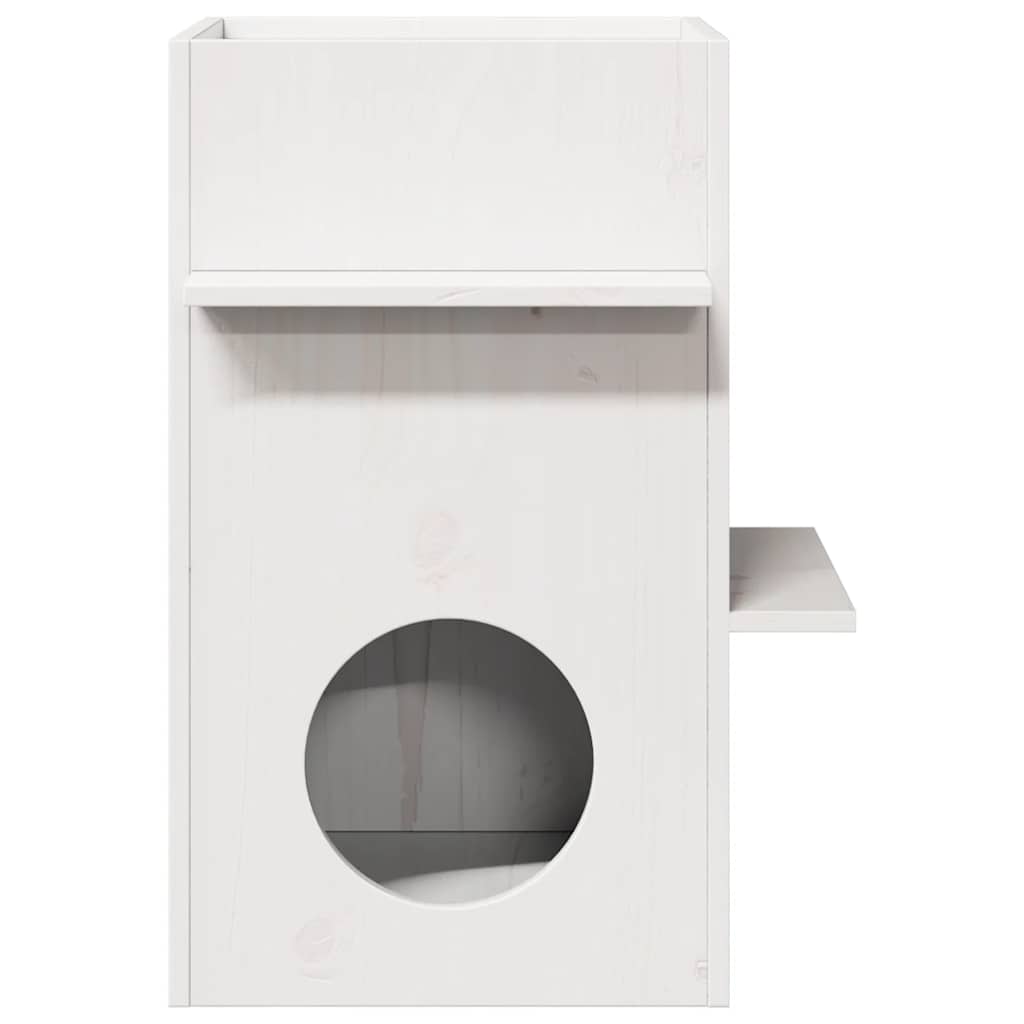 vidaXL Casă pentru pisici albă 43x43x60 cm din lemn masiv de pin vidaXL Casă pentru pisici albă 43x43x60 cm din lemn masiv de pin
