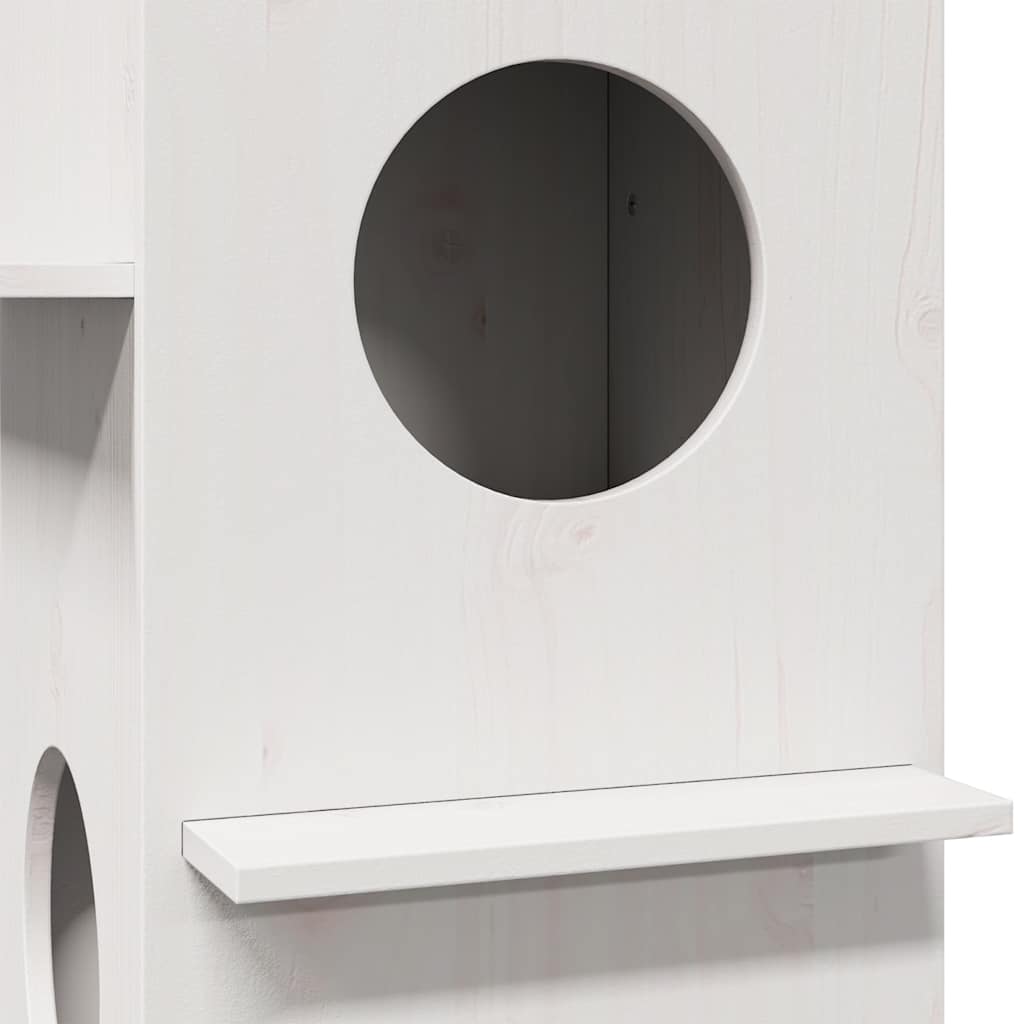vidaXL Casă pentru pisici albă 43x43x60 cm din lemn masiv de pin vidaXL Casă pentru pisici albă 43x43x60 cm din lemn masiv de pin