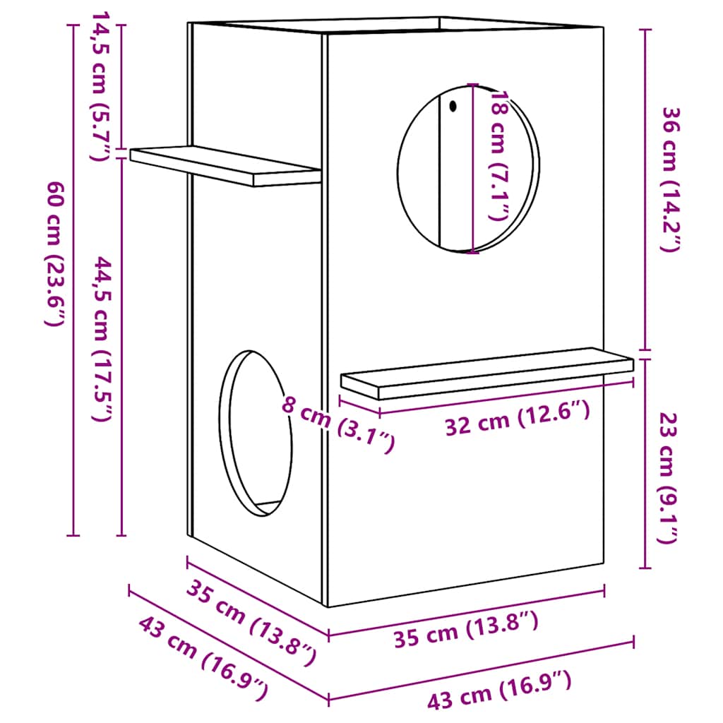 vidaXL Ceară pentru Casă pisici maro 43x43x60 cm Lemn masiv de pin vidaXL Ceară pentru Casă pisici maro 43x43x60 cm Lemn masiv de pin