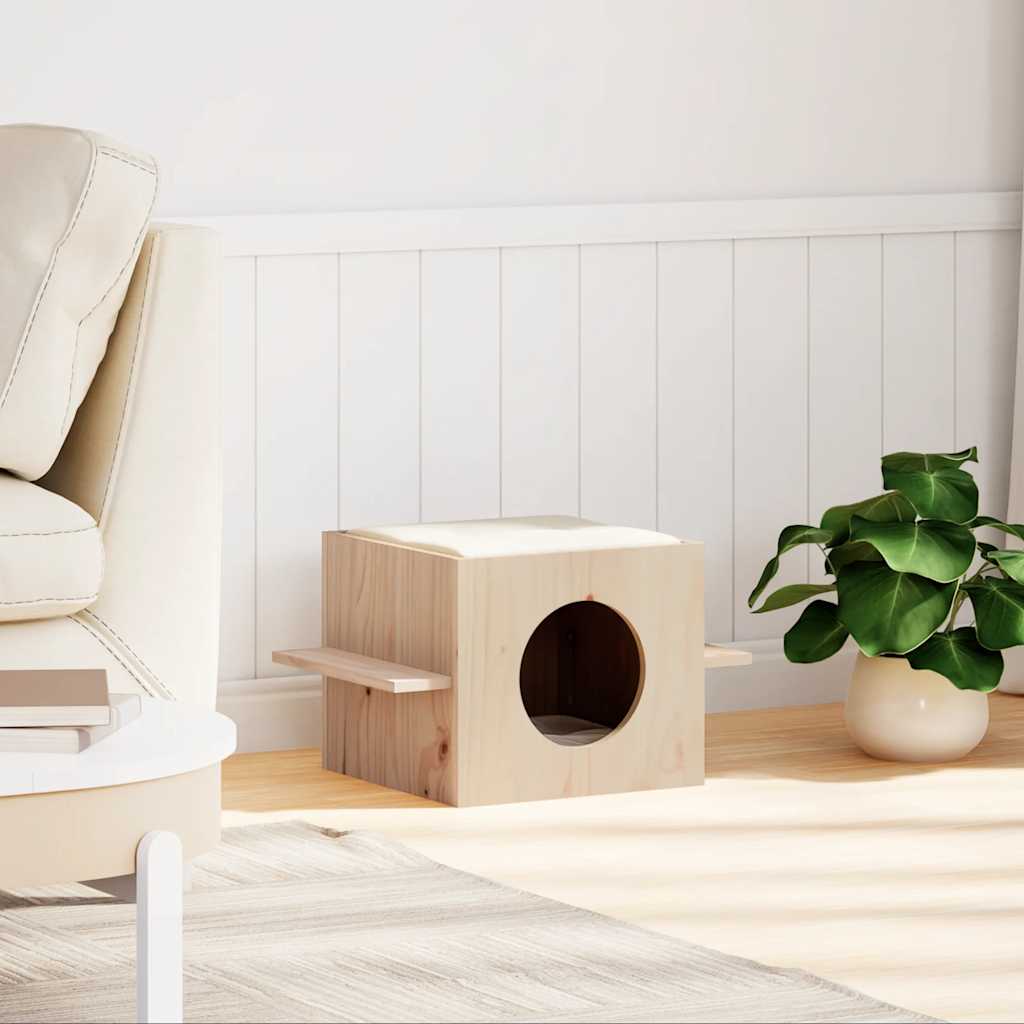 vidaXL Casă pentru pisici 51x35x30 cm din lemn masiv de pin vidaXL Casă pentru pisici 51x35x30 cm din lemn masiv de pin