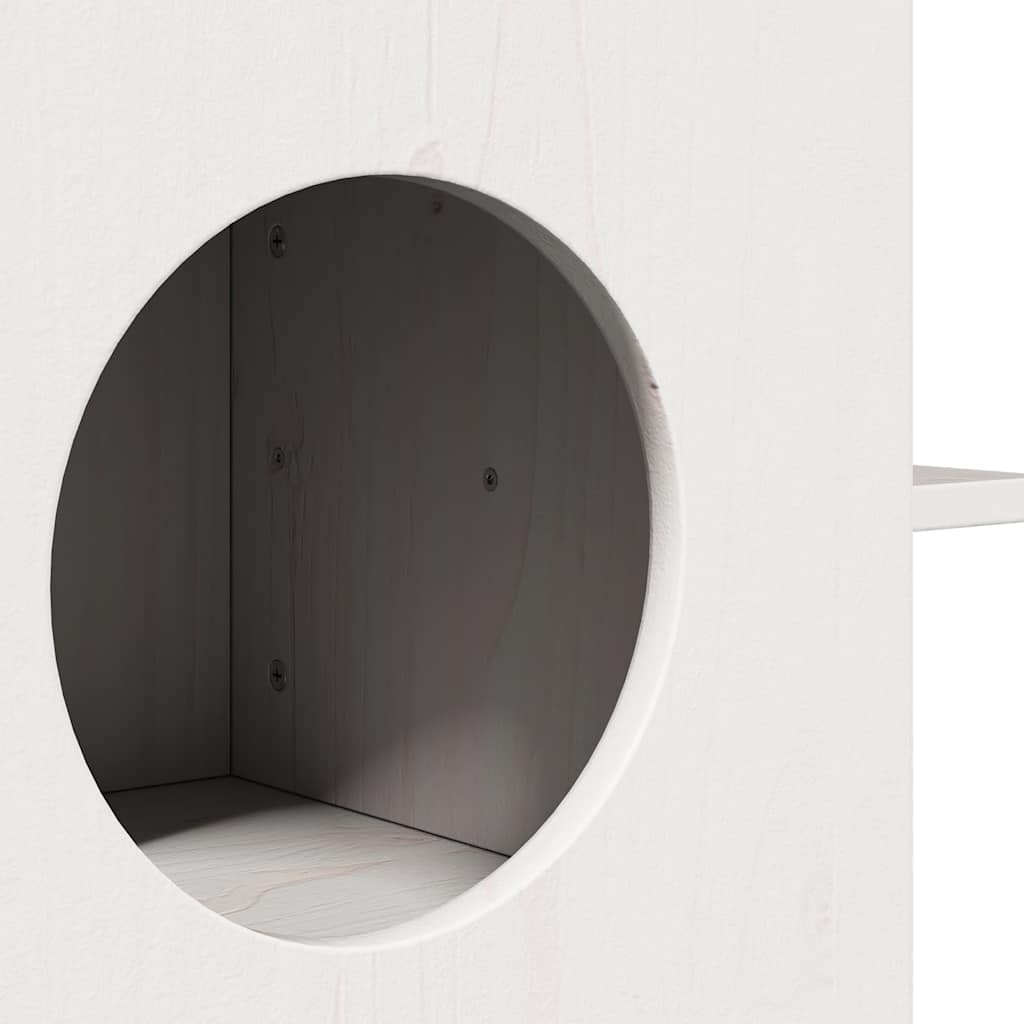 vidaXL Casă pentru pisici albă 51x35x30 cm din lemn masiv de pin