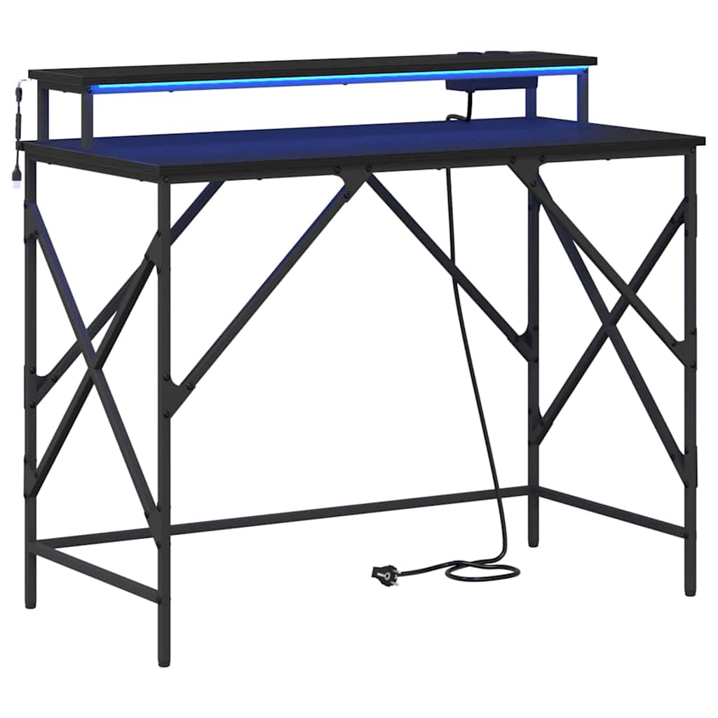 vidaXL Birou Stejar negru 100 x 50 x 86.5 cm Lemn compozit