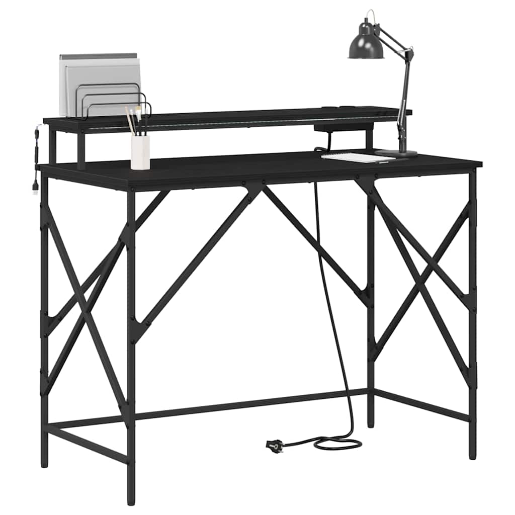 vidaXL Birou Stejar negru 100 x 50 x 86.5 cm Lemn compozit