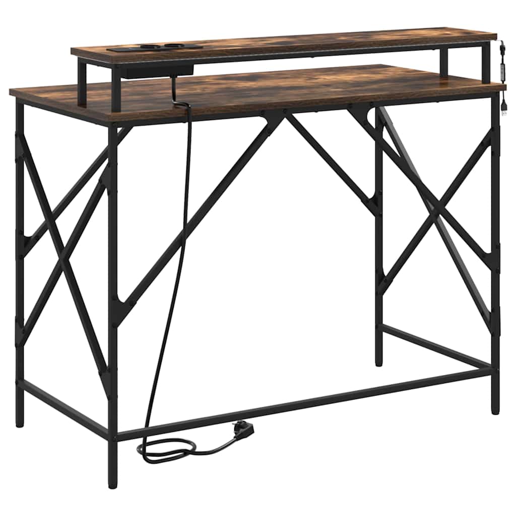 vidaXL Birou Stejar afumat 100 x 50 x 86.5 cm Lemn compozit