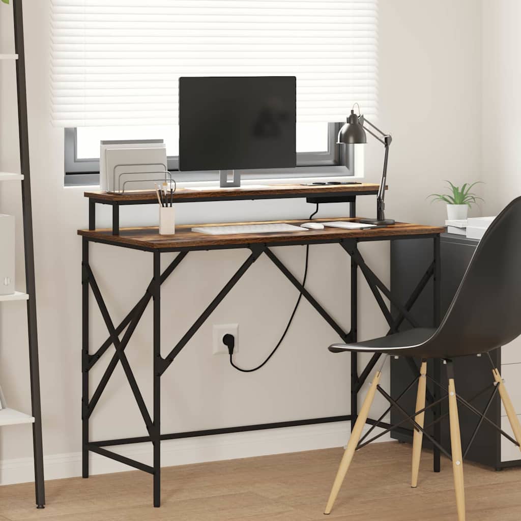 vidaXL Birou Stejar afumat 100 x 50 x 86.5 cm Lemn compozit