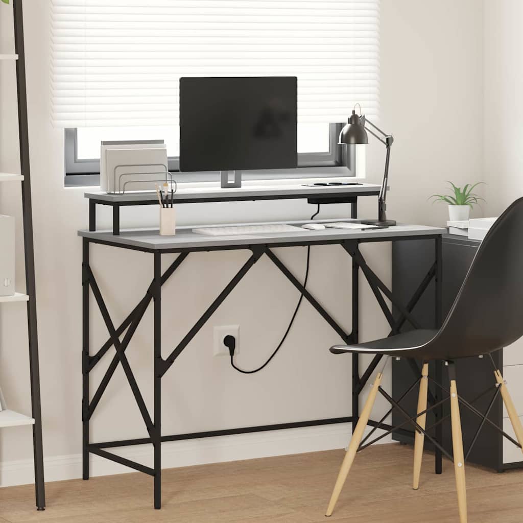 vidaXL Birou cu depozitare sonoma gri 100 x 50 x 86.5 cm Lemn compozit