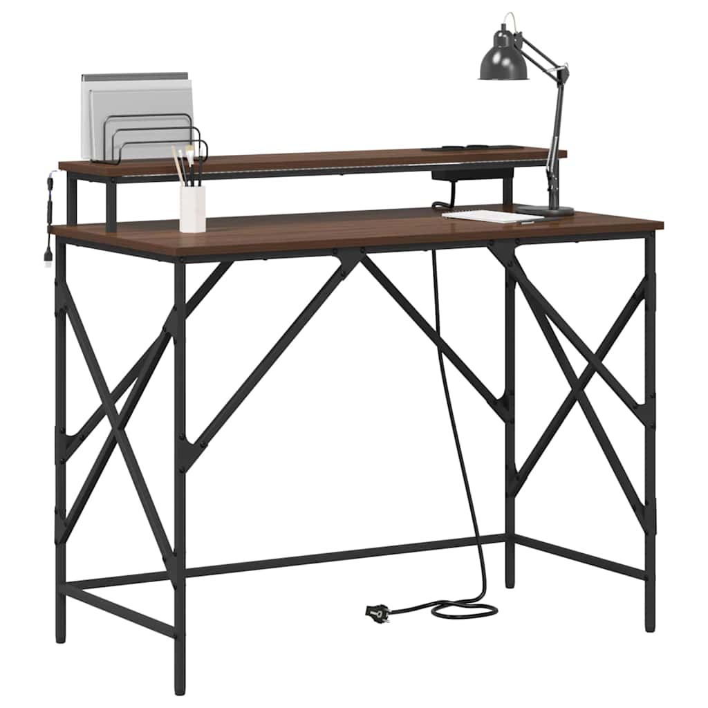vidaXL Birou Stejar brun 100 x 50 x 86.5 cm Lemn compozit