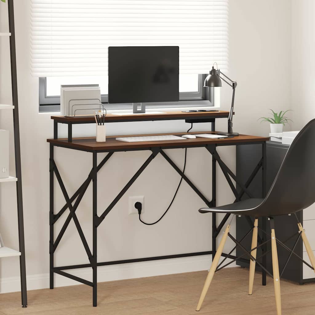 vidaXL Birou Stejar brun 100 x 50 x 86.5 cm Lemn compozit