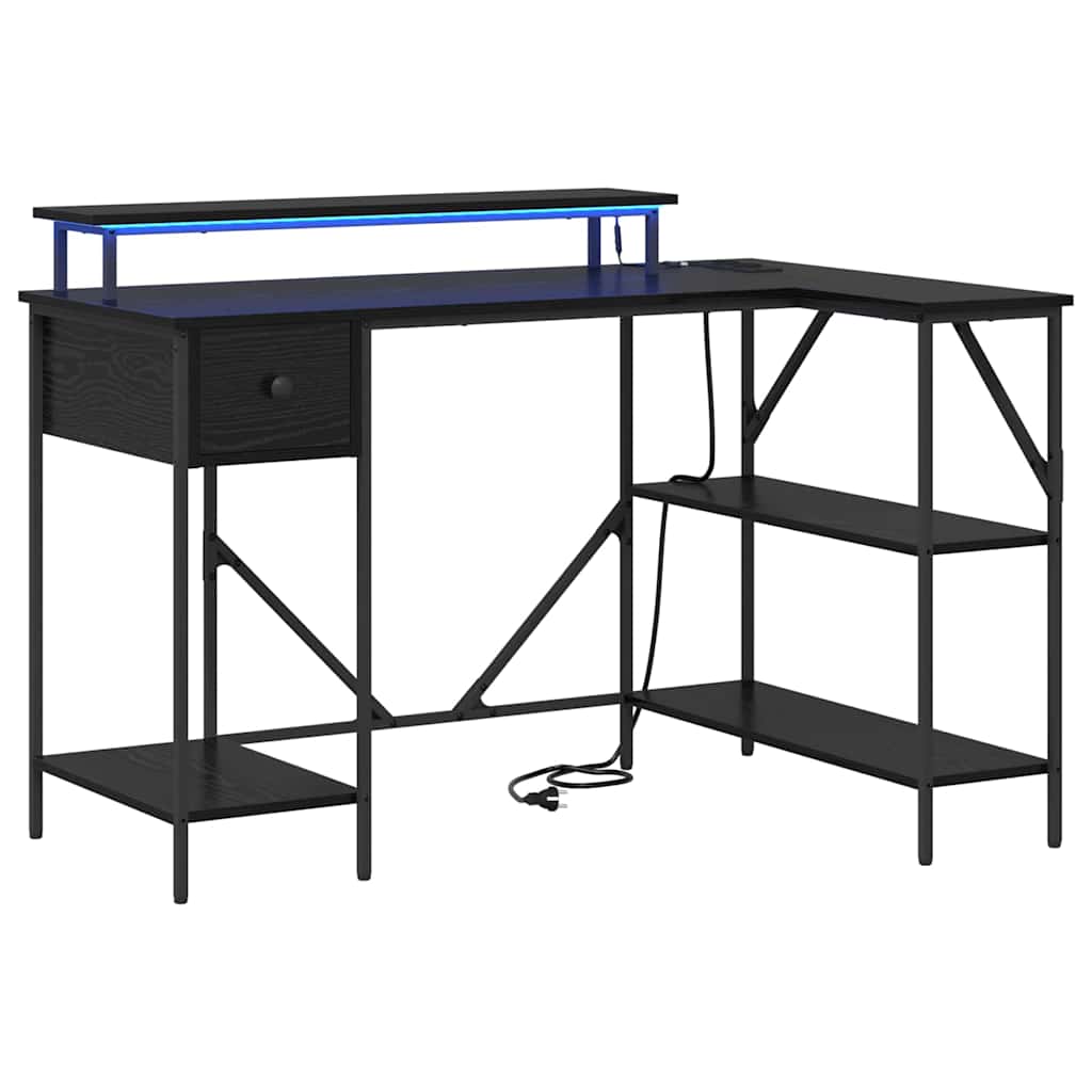 vidaXL Birou cu sertar Stejar Negru 120 x 79 x 86,5 cm Lemn compozit