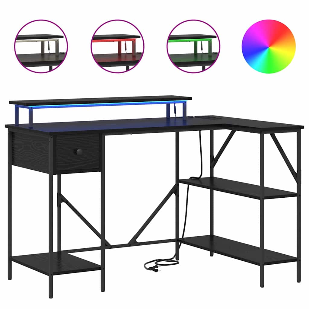 vidaXL Birou cu sertar Stejar Negru 120 x 79 x 86,5 cm Lemn compozit