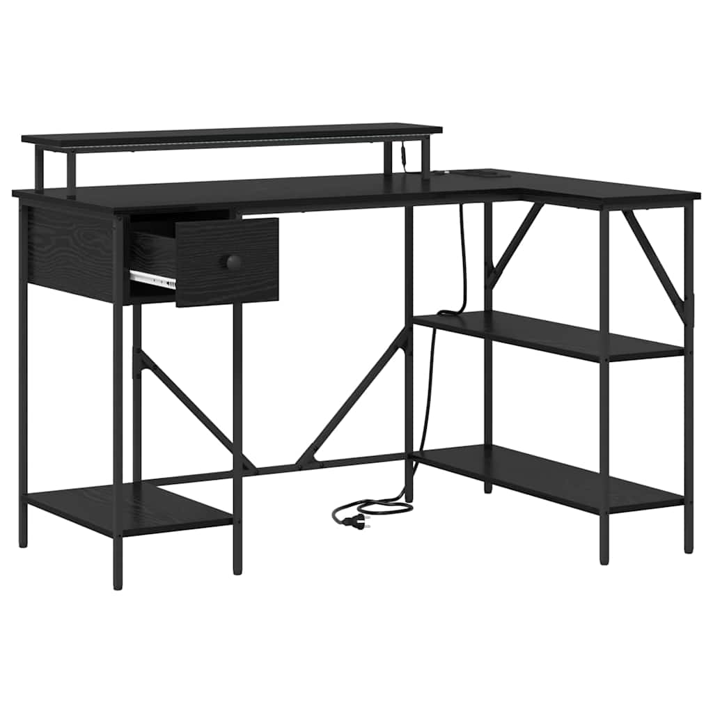 vidaXL Birou cu sertar Stejar Negru 120 x 79 x 86,5 cm Lemn compozit