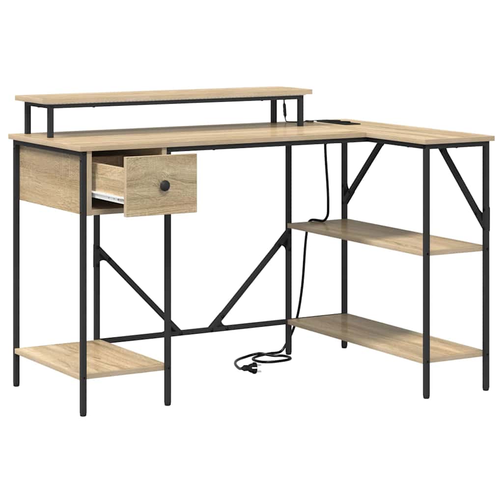 vidaXL Birou cu sertar Stejar sonoma 120 x 79 x 86.5 cm Lemn compozit