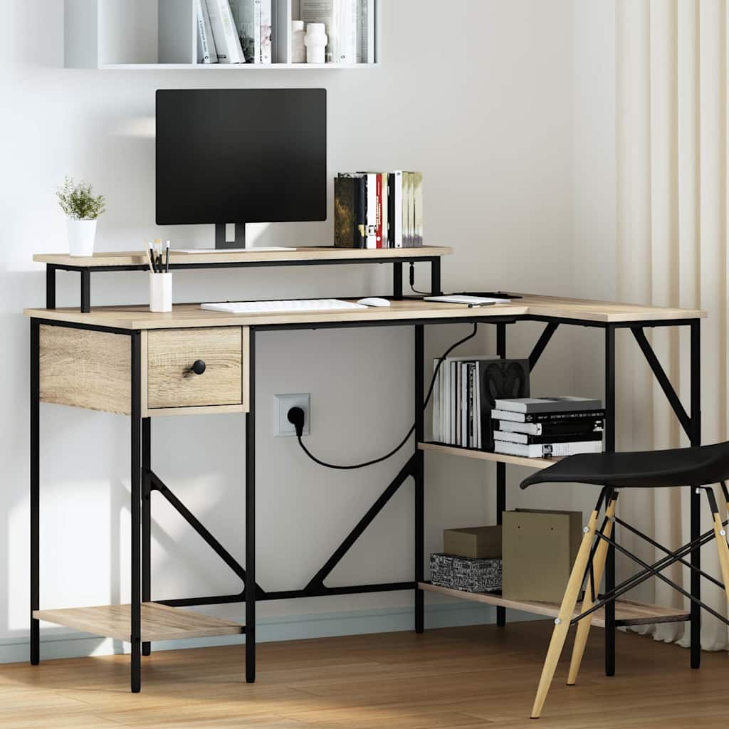 vidaXL Birou cu sertar Stejar sonoma 120 x 79 x 86.5 cm Lemn compozit