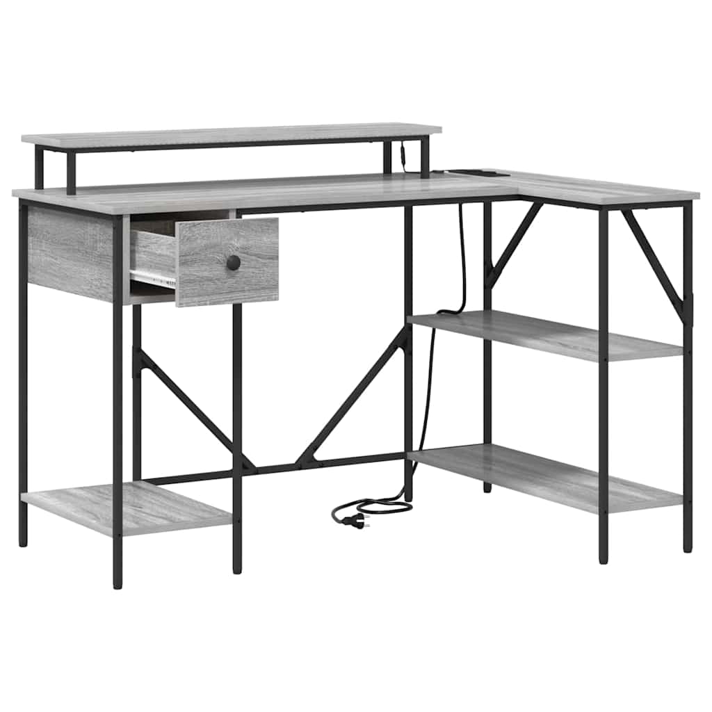 vidaXL Birou cu sertar sonoma gri 120 x 79 x 86.5 cm Lemn compozit
