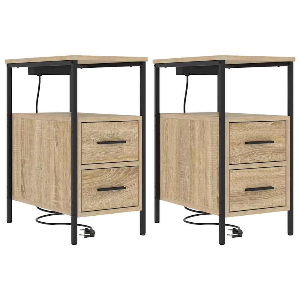 vidaXL Noptiere 2 pcs Stejar sonoma 30 x 48 x 61 cm Lemn compozit