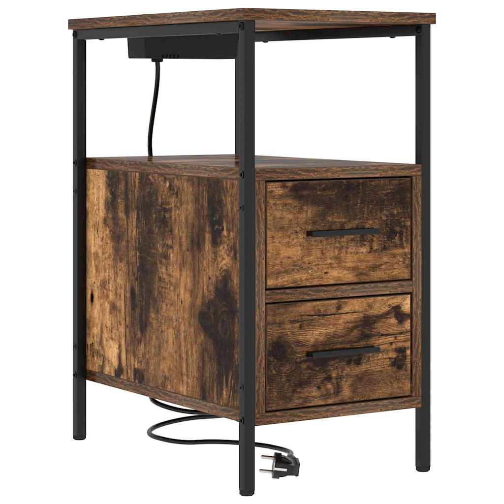 vidaXL Dulap de noapte Stejar afumat 30 x 48 x 61 cm Lemn compozit vidaXL Dulap de noapte Stejar afumat 30 x 48 x 61 cm Lemn compozit