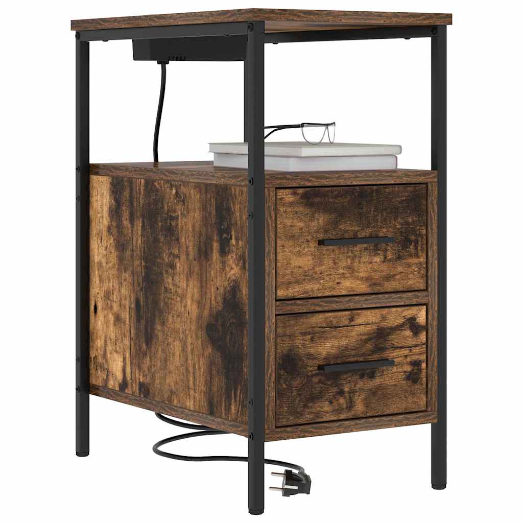 vidaXL Dulap de noapte Stejar afumat 30 x 48 x 61 cm Lemn compozit vidaXL Dulap de noapte Stejar afumat 30 x 48 x 61 cm Lemn compozit