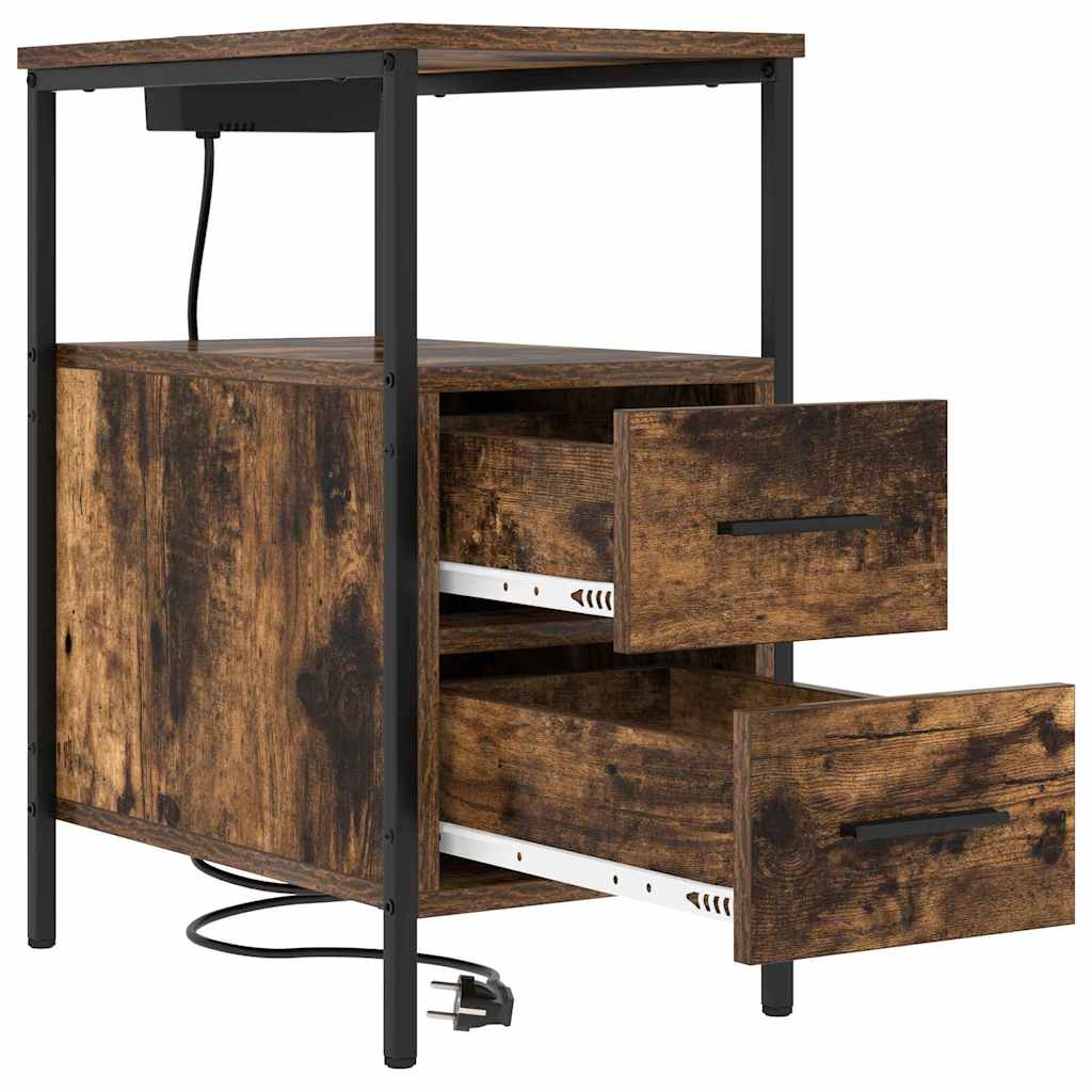 vidaXL Dulap de noapte Stejar afumat 30 x 48 x 61 cm Lemn compozit vidaXL Dulap de noapte Stejar afumat 30 x 48 x 61 cm Lemn compozit