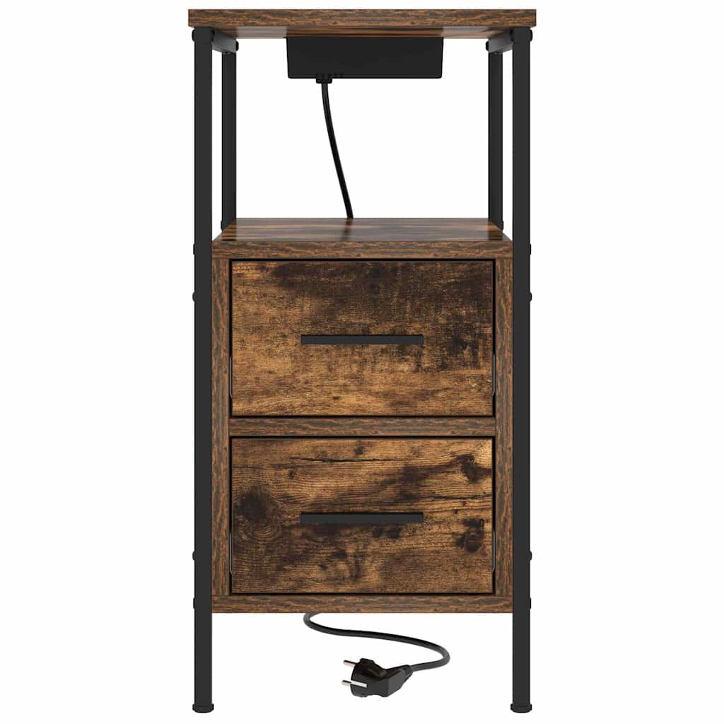 vidaXL Dulap de noapte Stejar afumat 30 x 48 x 61 cm Lemn compozit vidaXL Dulap de noapte Stejar afumat 30 x 48 x 61 cm Lemn compozit