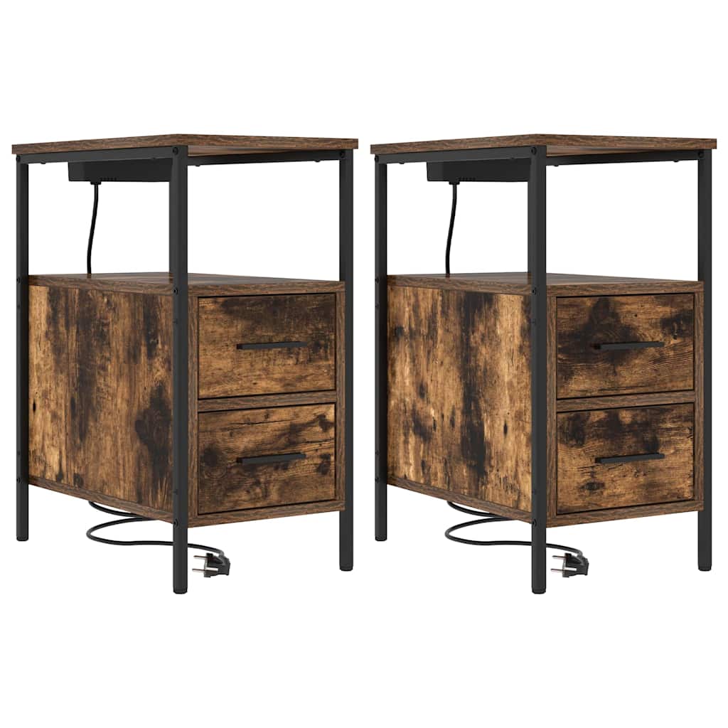 vidaXL Noptiere 2 pcs Stejar afumat 30 x 48 x 61 cm Lemn compozit