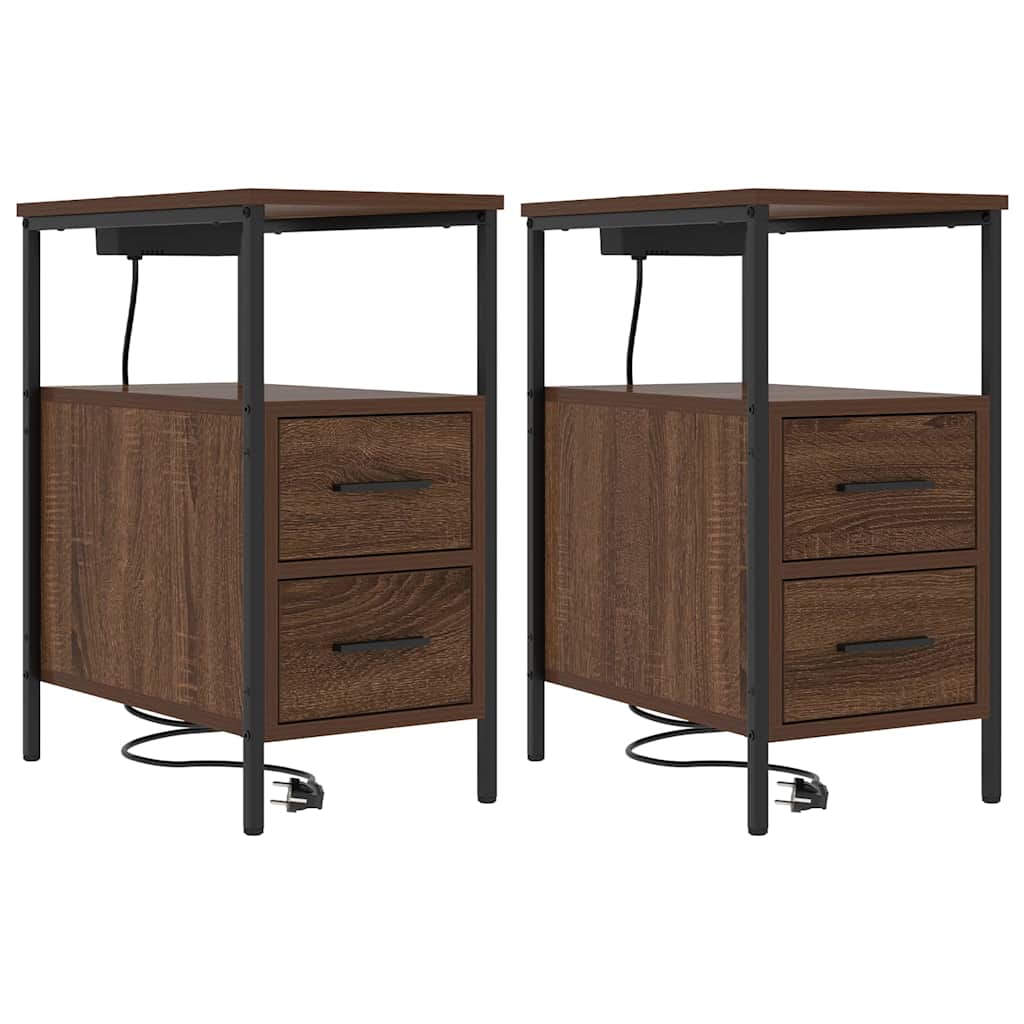vidaXL Noptiere 2 pcs Stejar brun 30 x 48 x 61 cm Lemn compozit
