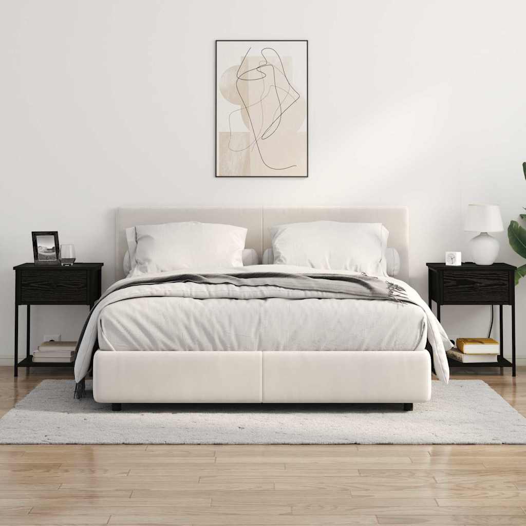 vidaXL Dulap de noapte cu sertar 2 pcs Stejar Negru 42 x 41 x 56 cm