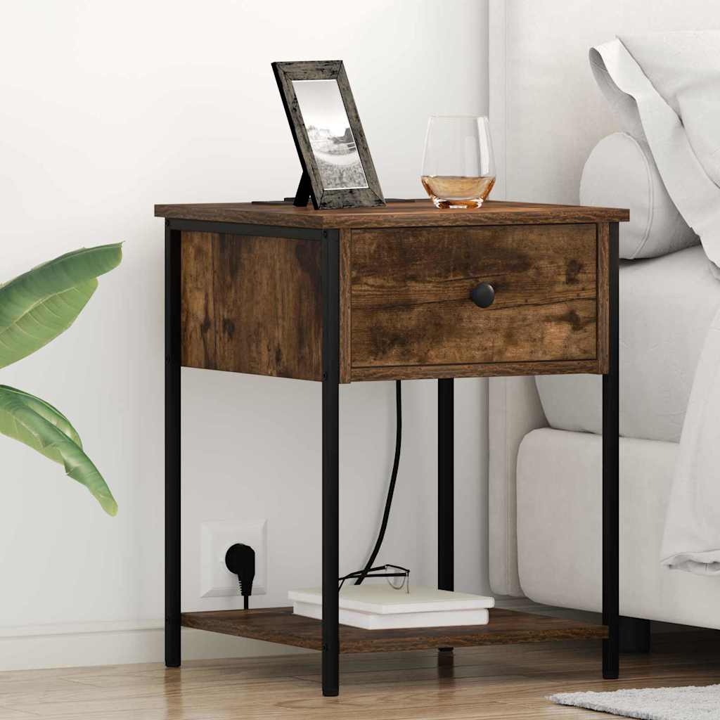 vidaXL Dulap de noapte Stejar afumat 42 x 41 x 56 cm Lemn compozit vidaXL Dulap de noapte Stejar afumat 42 x 41 x 56 cm Lemn compozit
