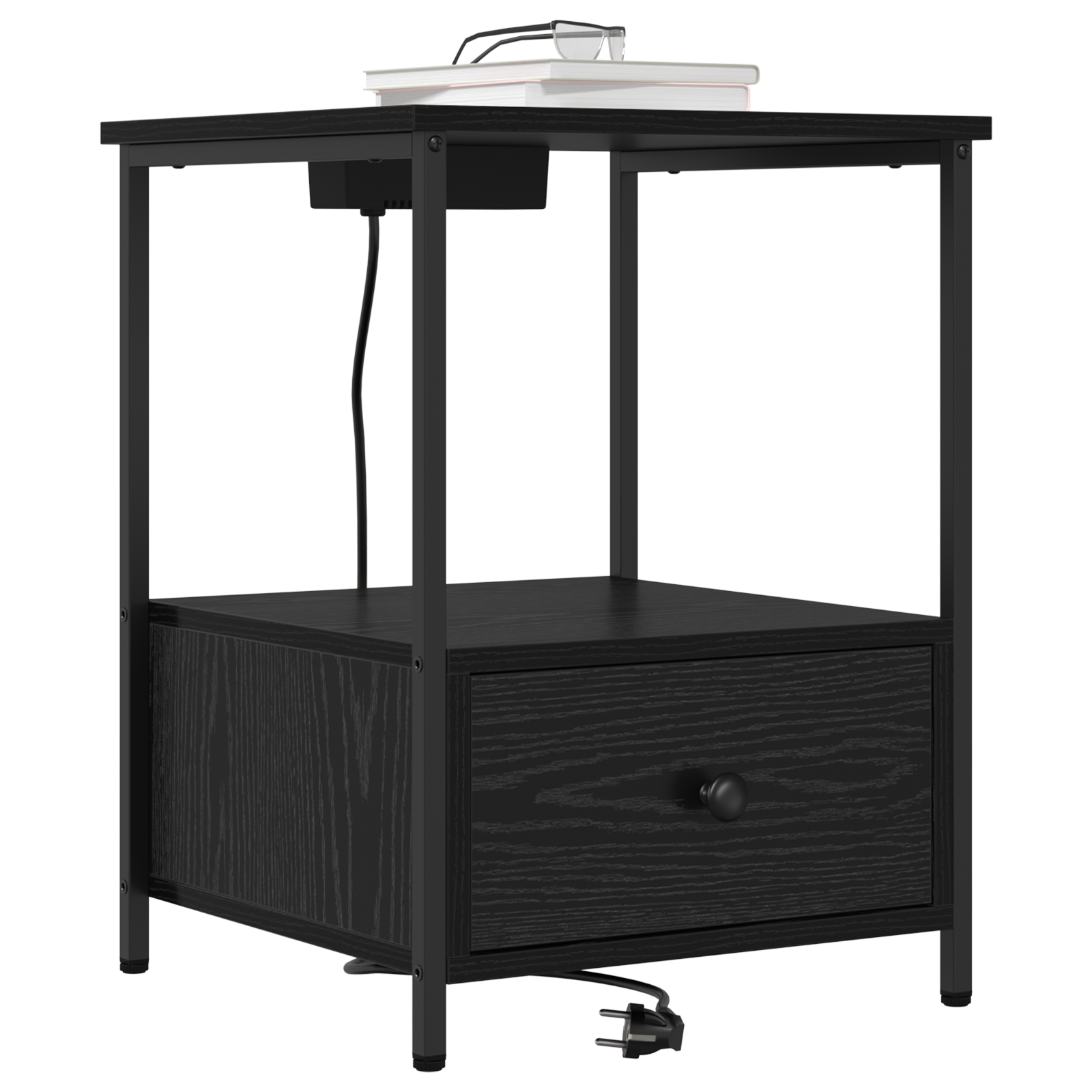 vidaXL Cabinet de noptiere cu stație de încărcare 2 pcs Stejar negru vidaXL Cabinet de noptiere cu stație de încărcare 2 pcs Stejar negru