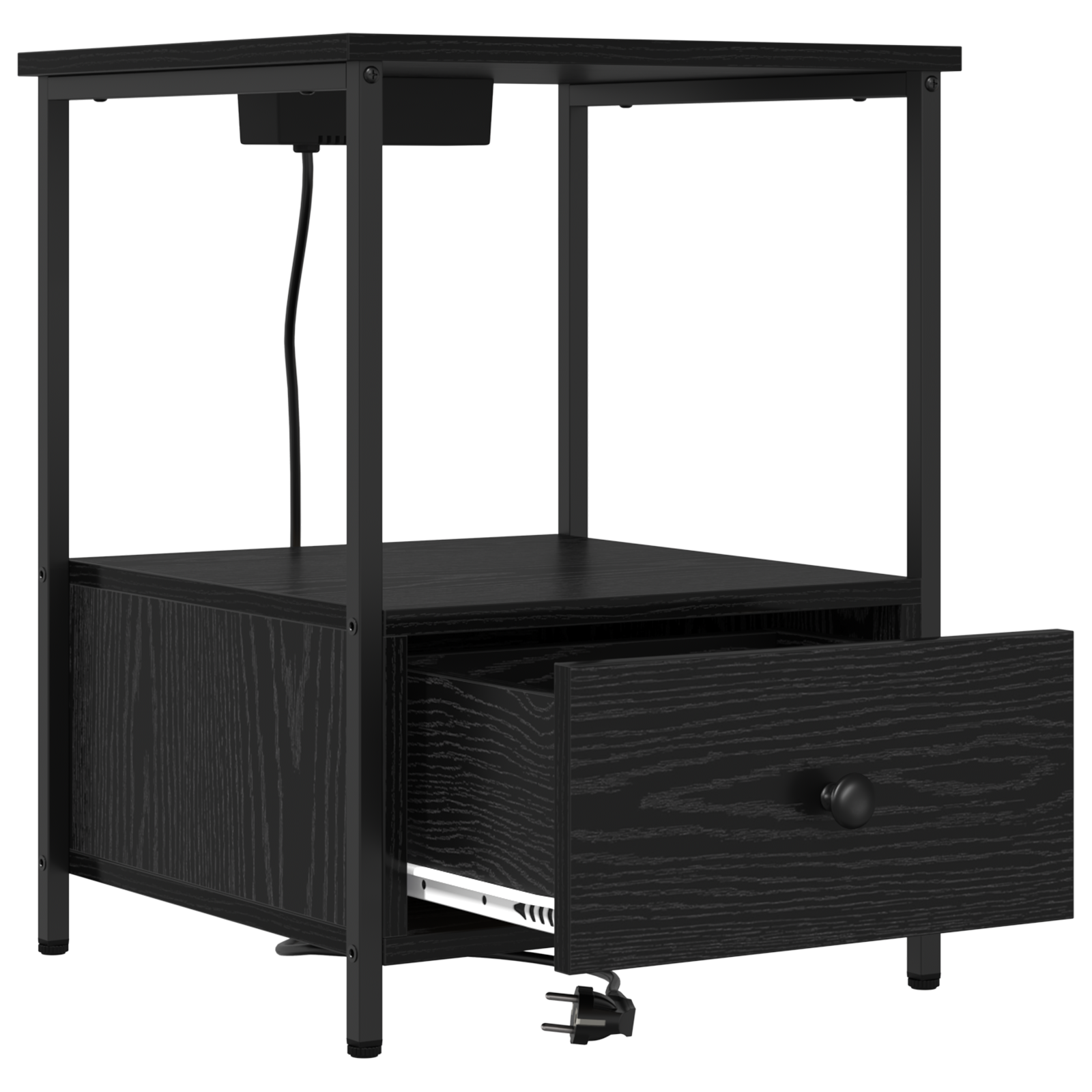 vidaXL Cabinet de noptiere cu stație de încărcare 2 pcs Stejar negru vidaXL Cabinet de noptiere cu stație de încărcare 2 pcs Stejar negru