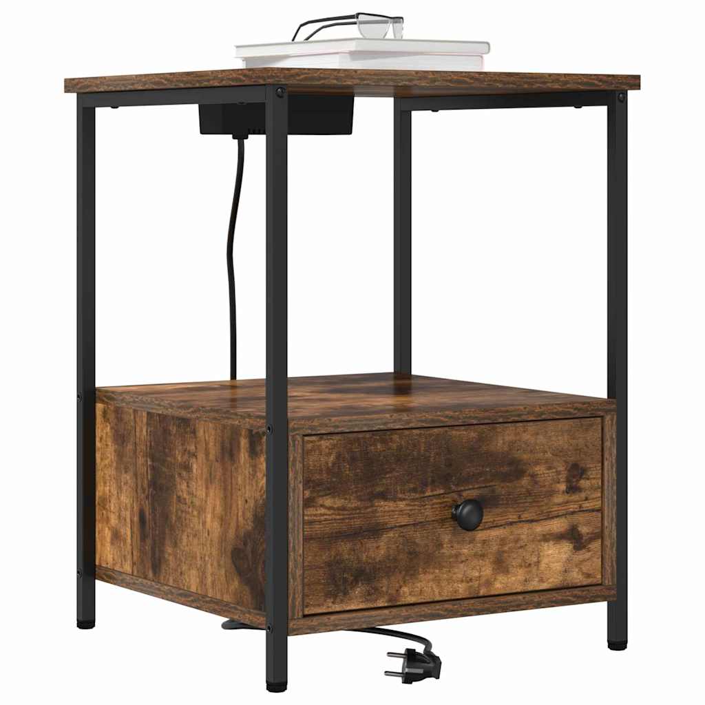 vidaXL Dulap de noapte Stejar fumuriu 42 x 41 x 56 cm Lemn compozit