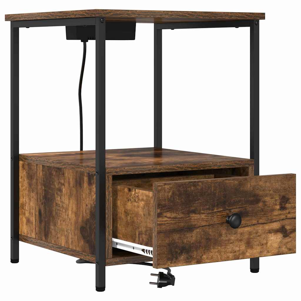 vidaXL Dulap de noapte Stejar fumuriu 42 x 41 x 56 cm Lemn compozit