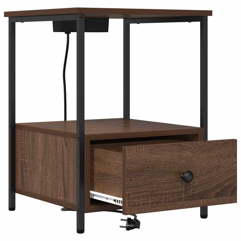 vidaXL Dulap de noapte cu sertar 2 pcs Stejar închis 42 x 41 x 56 cm