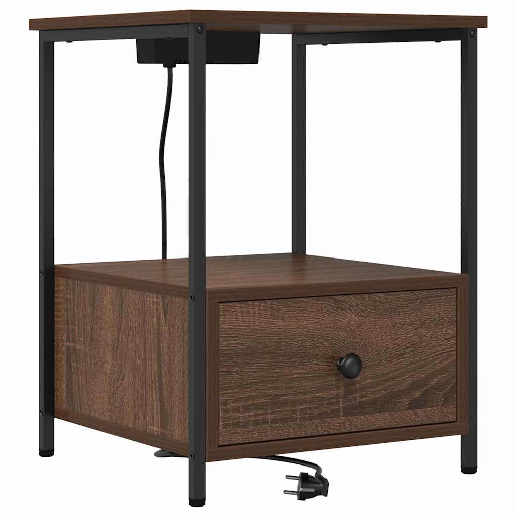 vidaXL Dulap de noapte cu sertar 2 pcs Stejar închis 42 x 41 x 56 cm