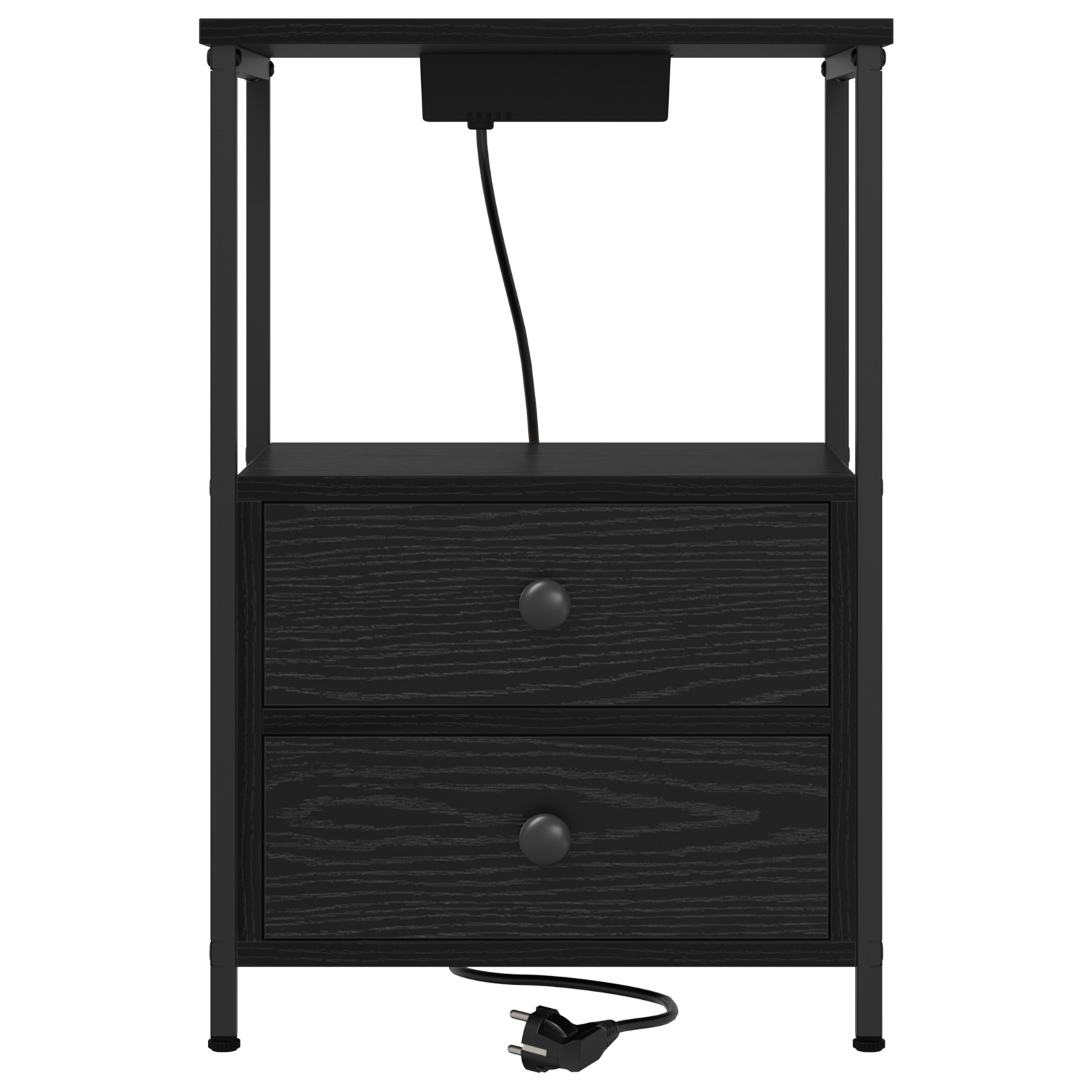 vidaXL Cabinet de noptiere cu stație de încărcare Stejar negru vidaXL Cabinet de noptiere cu stație de încărcare Stejar negru