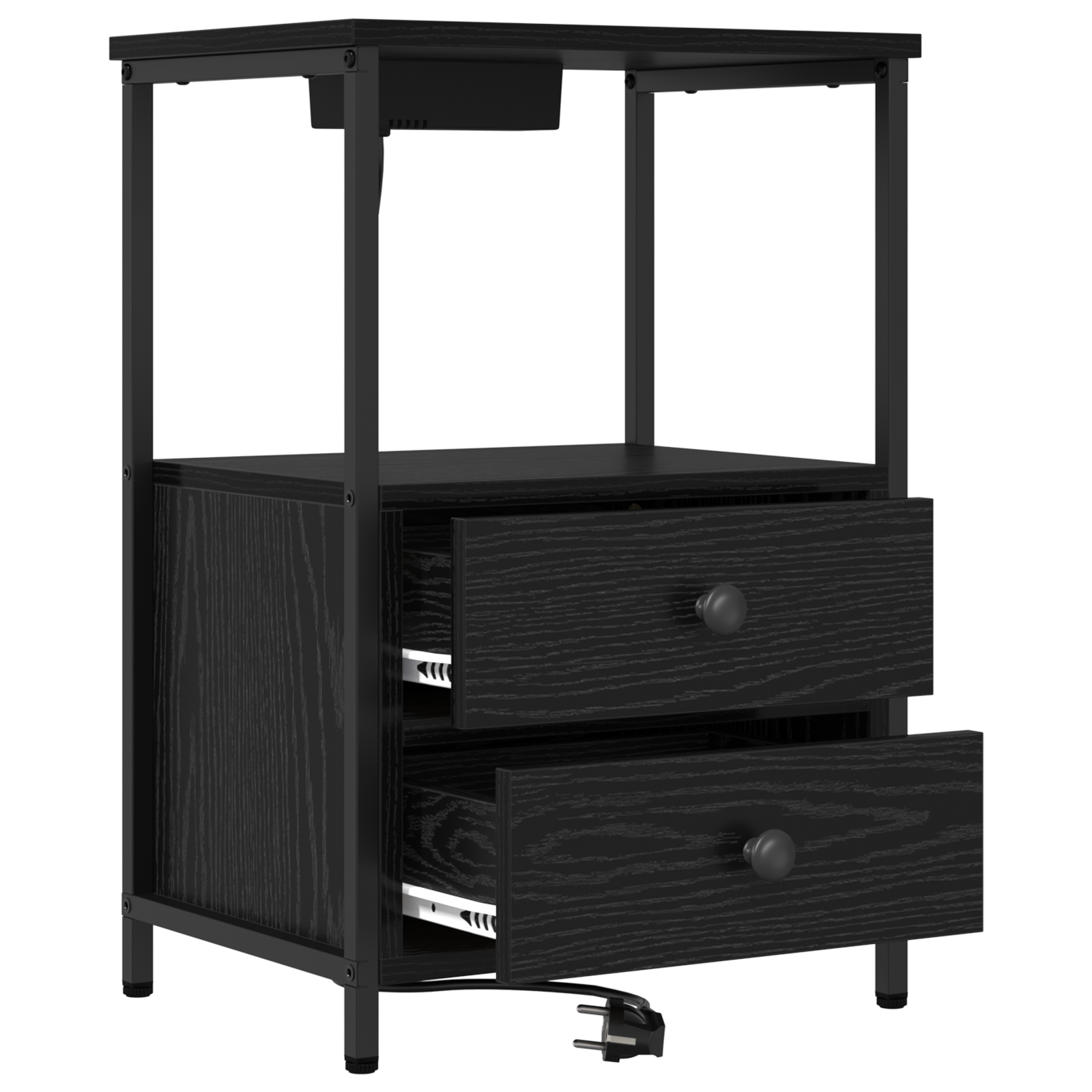 vidaXL Cabinet de noptiere cu stație de încărcare 2 pcs Stejar negru vidaXL Cabinet de noptiere cu stație de încărcare 2 pcs Stejar negru