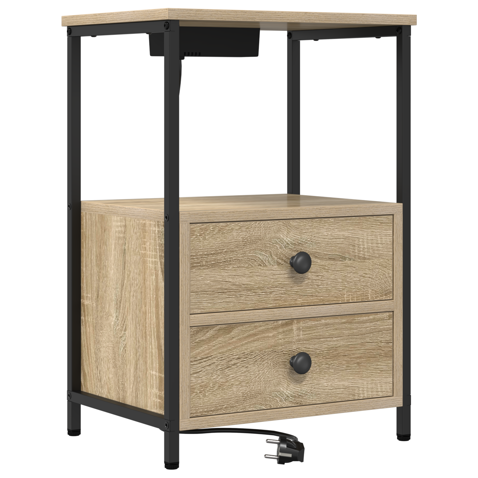 vidaXL Cabinet de noptiere cu stație de încărcare 2 pcs Stejar sonoma vidaXL Cabinet de noptiere cu stație de încărcare 2 pcs Stejar sonoma