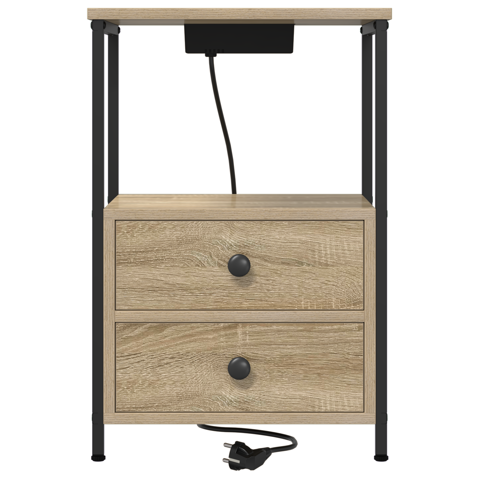 vidaXL Cabinet de noptiere cu stație de încărcare 2 pcs Stejar sonoma vidaXL Cabinet de noptiere cu stație de încărcare 2 pcs Stejar sonoma