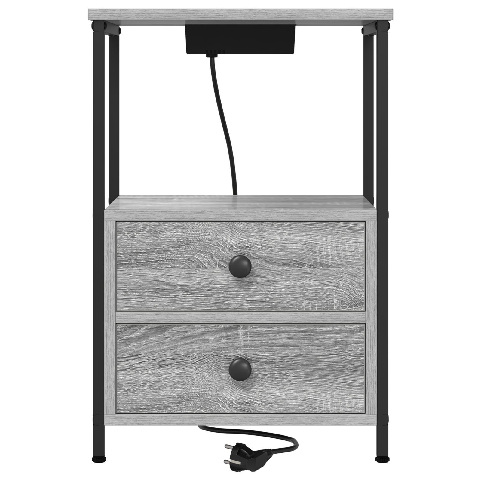 vidaXL Cabinet de noptiere cu stație de încărcare 2 pcs sonoma gri vidaXL Cabinet de noptiere cu stație de încărcare 2 pcs sonoma gri