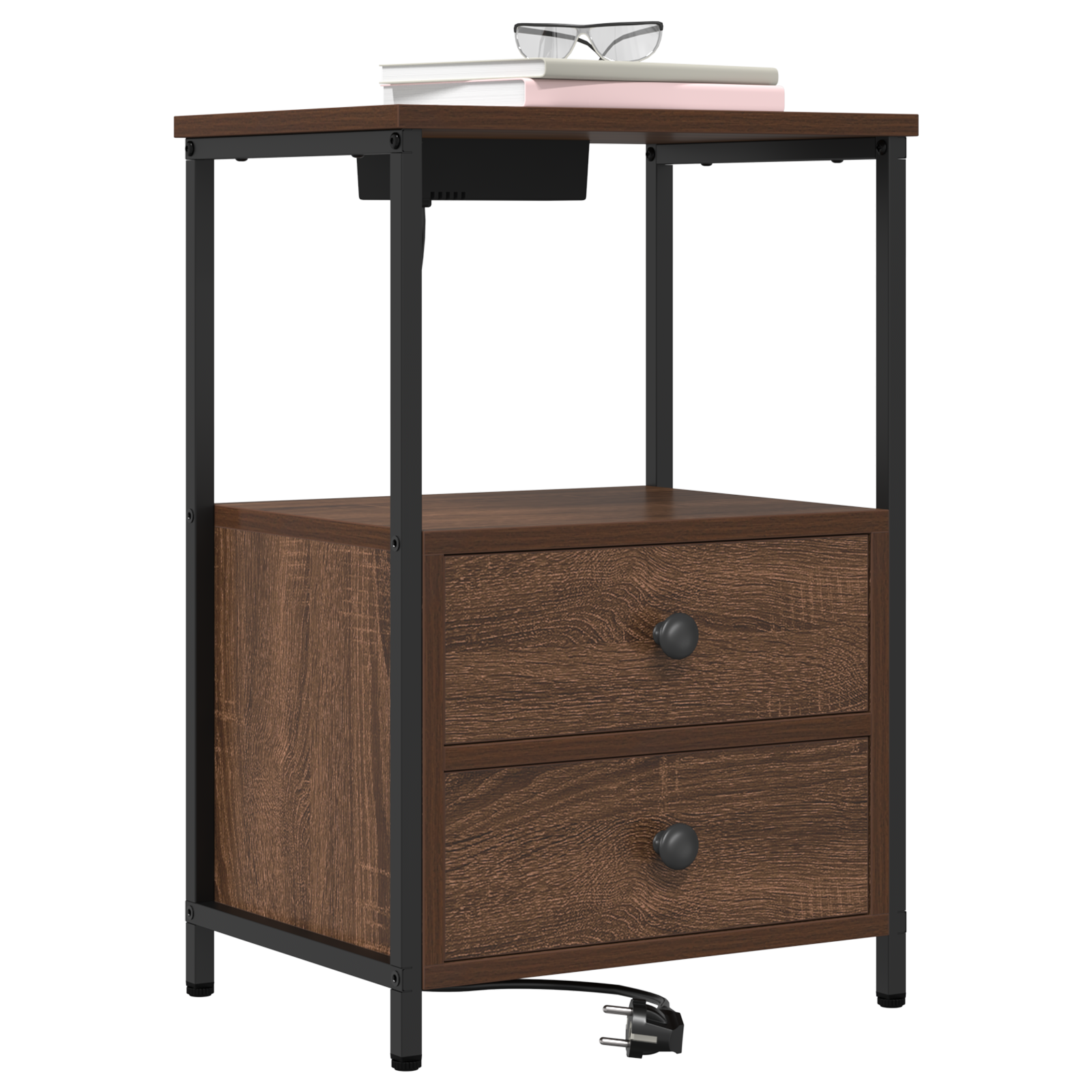 vidaXL Cabinet de noptiere cu stație de încărcare 2 pcs Stejar brun vidaXL Cabinet de noptiere cu stație de încărcare 2 pcs Stejar brun
