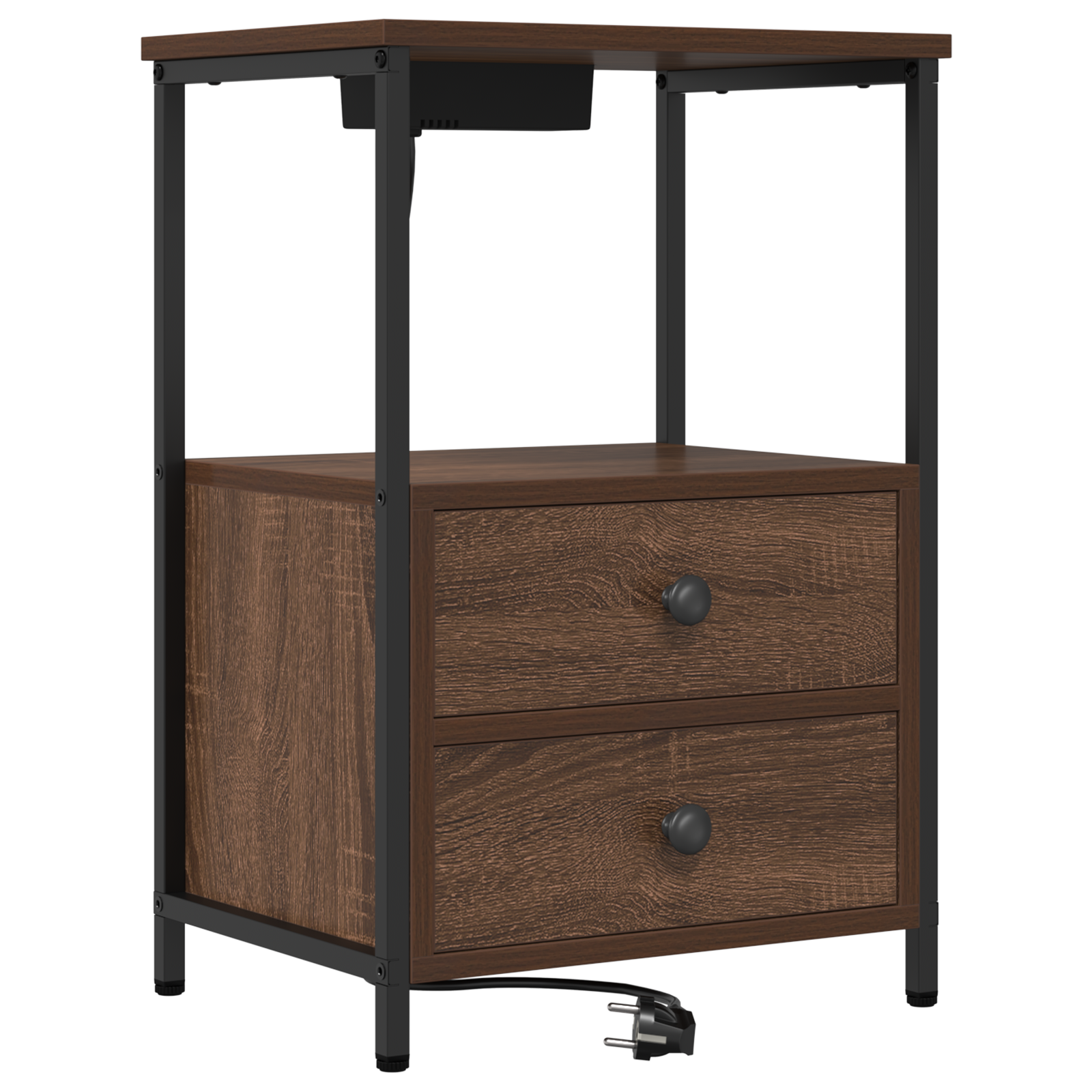 vidaXL Cabinet de noptiere cu stație de încărcare 2 pcs Stejar brun vidaXL Cabinet de noptiere cu stație de încărcare 2 pcs Stejar brun